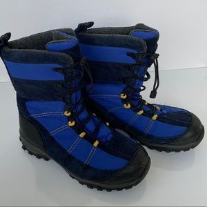 Lands End Suede Boots Winter Kids Blue Lace Up 6
